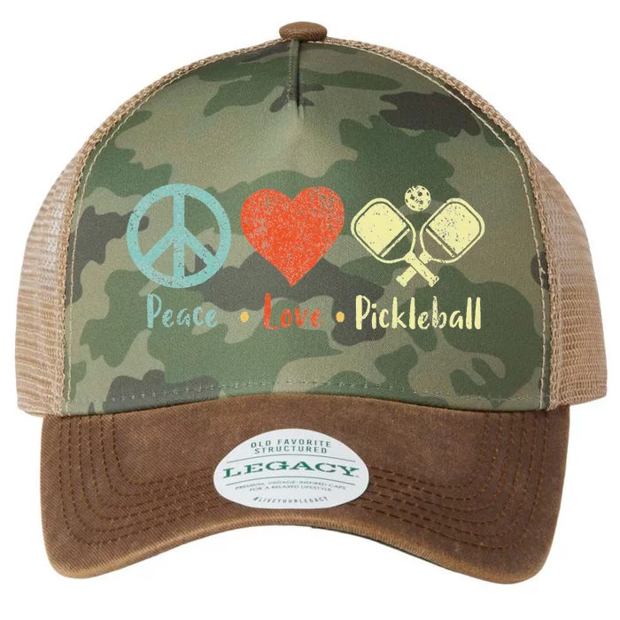 Peace Love Pickleball Funny Pickleball Player Dink Retro Legacy Tie Dye Trucker Hat