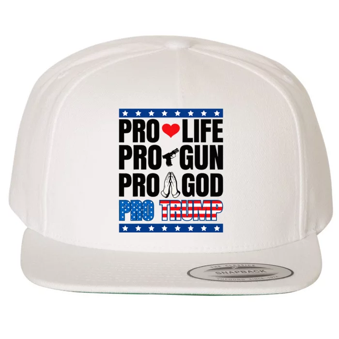 Pro Life Pro Gun Pro God Pro Trump Wool Snapback Cap