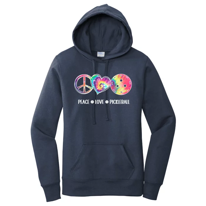 Peace Love Pickleball Funny Pickleball Tie Dye Great Gift Women's Pullover Hoodie