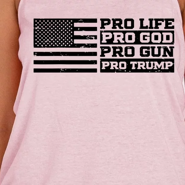 Pro Life Pro God Pro Gun Pro Trump Women's Knotted Racerback Tank