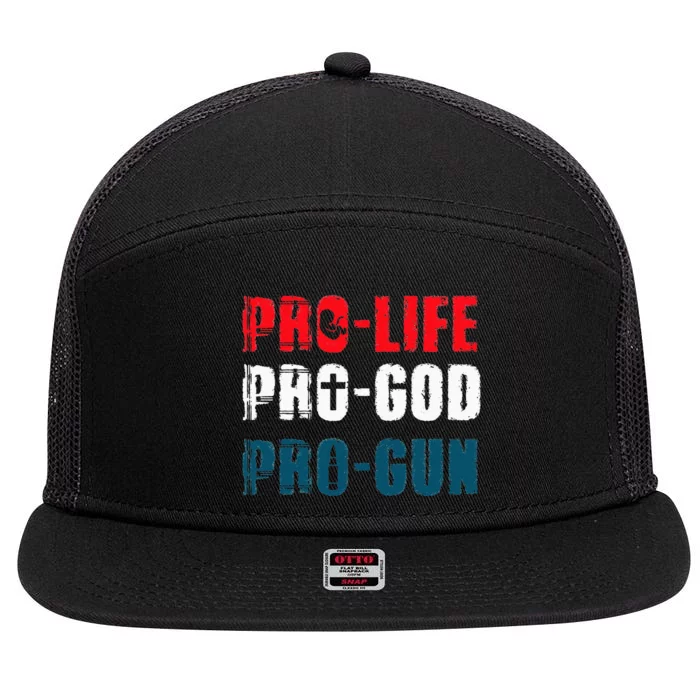 Pro Life Pro God Pro Gun Patriotic Americans 7 Panel Mesh Trucker Snapback Hat