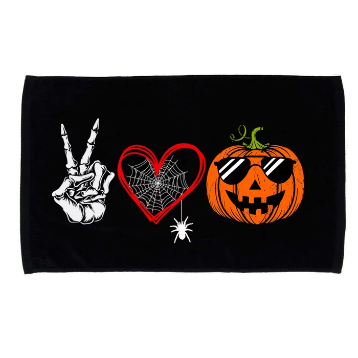 Peace Love Pumpkin Skeleton Halloween Costume Funny Gift Microfiber Hand Towel