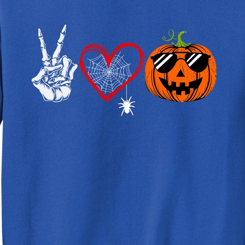 Peace Love Pumpkin Skeleton Halloween Costume Funny Gift Sweatshirt