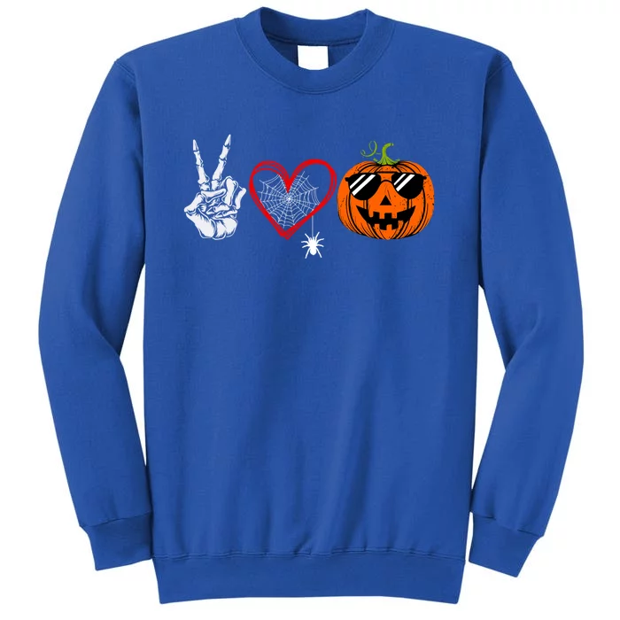 Peace Love Pumpkin Skeleton Halloween Costume Funny Gift Sweatshirt