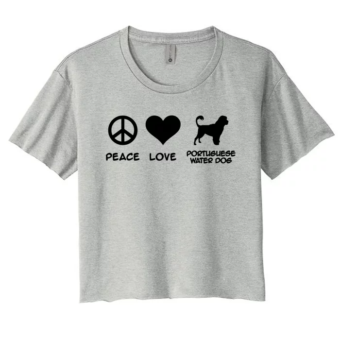 Peace Love Portuguese Water Dog Gift Women's Crop Top Tee