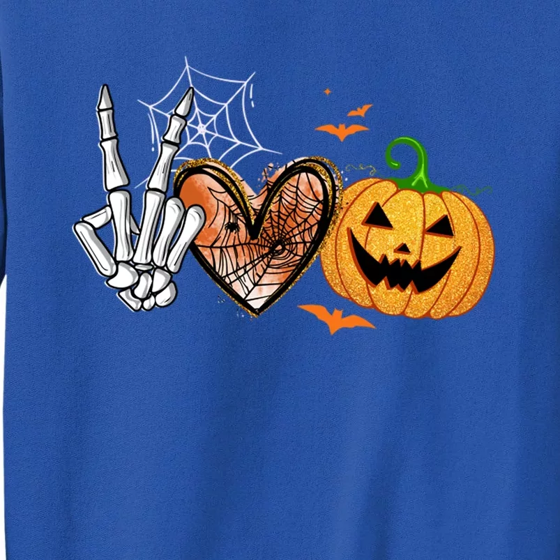 Peace Love Pumpkin Skeleton Halloween Costume Gift Sweatshirt