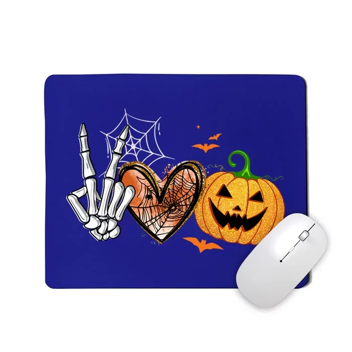 Peace Love Pumpkin Skeleton Halloween Costume Gift Mousepad