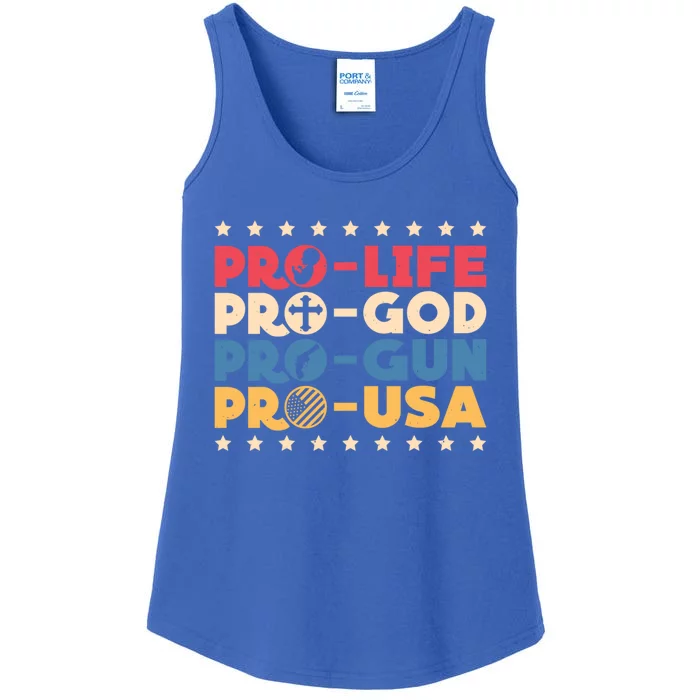 Pro Life Pro God Pro Gun Pro Usa Conservative Patriot Gift Ladies Essential Tank