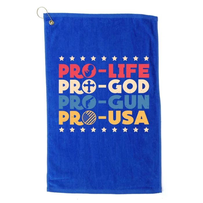 Pro Life Pro God Pro Gun Pro Usa Conservative Patriot Gift Platinum Collection Golf Towel