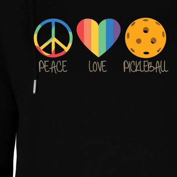 Peace Love Pickleball Womens Funnel Neck Pullover Hood