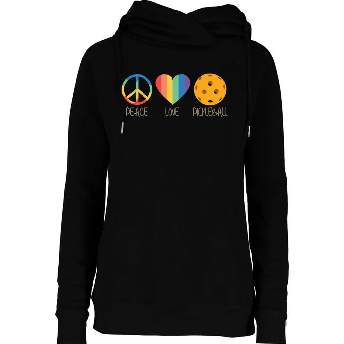 Peace Love Pickleball Womens Funnel Neck Pullover Hood