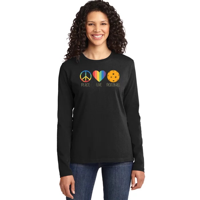 Peace Love Pickleball Ladies Long Sleeve Shirt