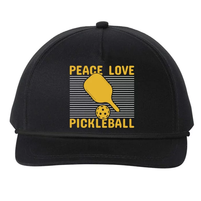 Peace Love Pickleball Paddles Sport Gift Pickleball Team Snapback Five-Panel Rope Hat