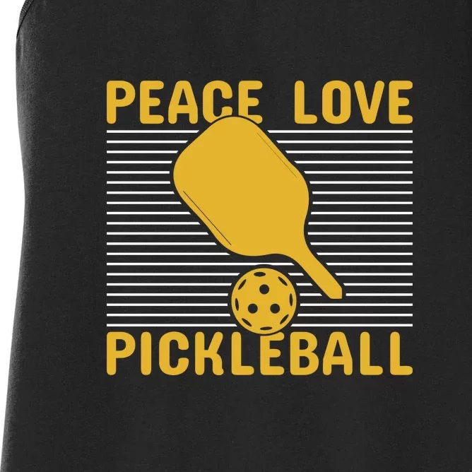 Peace Love Pickleball Paddles Sport Gift Pickleball Team Women's Racerback Tank