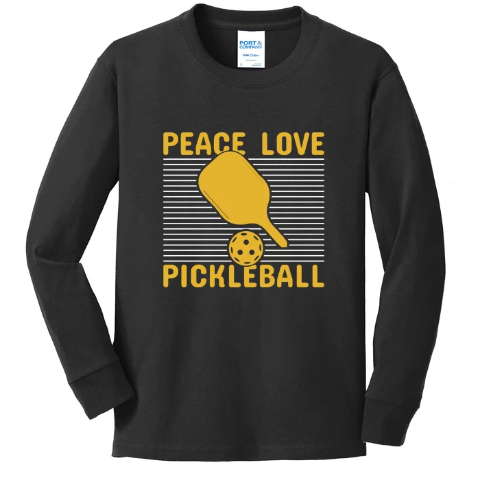 Peace Love Pickleball Paddles Sport Gift Pickleball Team Kids Long Sleeve Shirt