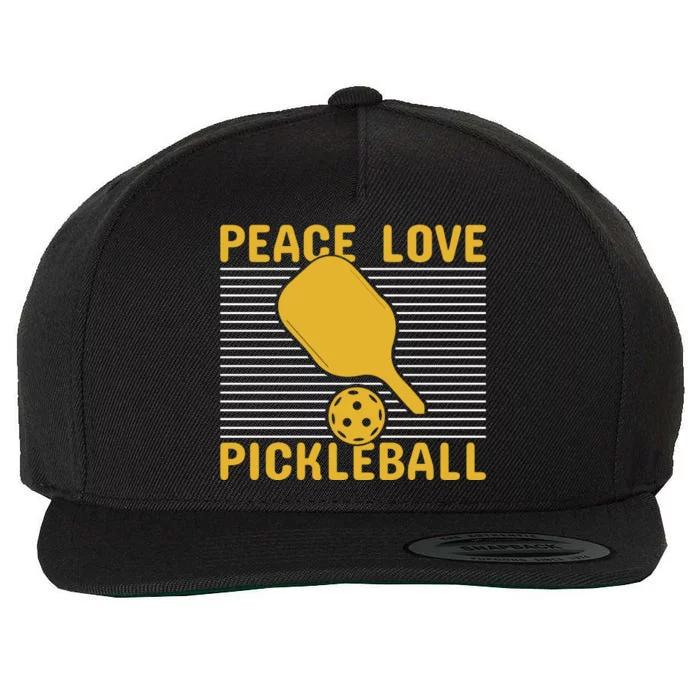 Peace Love Pickleball Paddles Sport Gift Pickleball Team Wool Snapback Cap