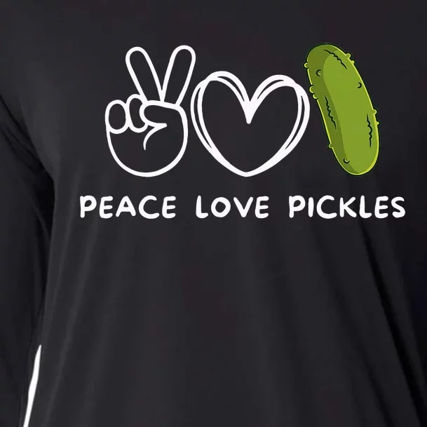 Peace Love Pickles Retro Pickles Lover Food Lover Cooling Performance Long Sleeve Crew