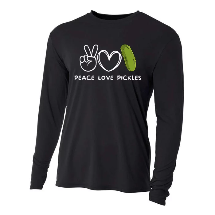 Peace Love Pickles Retro Pickles Lover Food Lover Cooling Performance Long Sleeve Crew