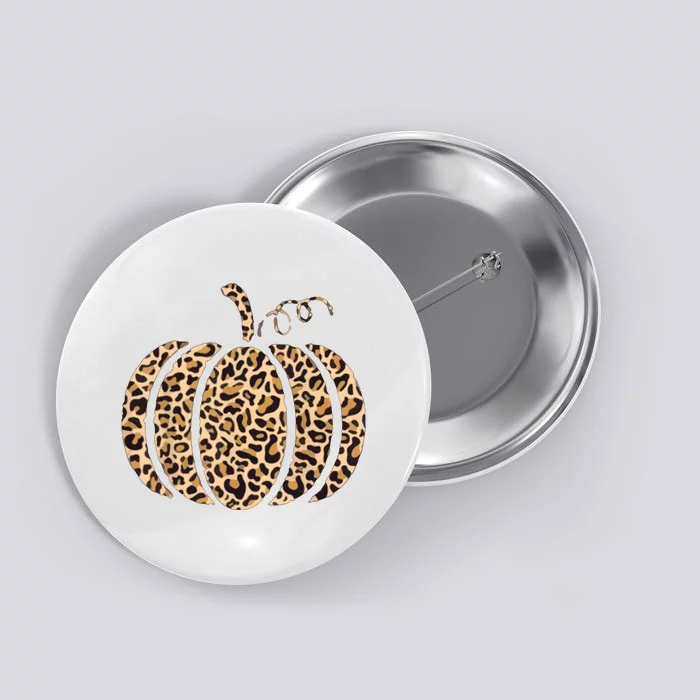 Pumpkin Leopard Print Cheetah Fall Graphic Thanksgiving Button