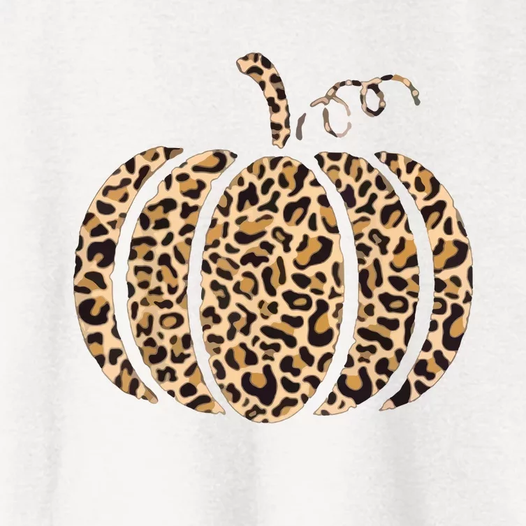 Pumpkin Leopard Print Cheetah Fall Graphic Thanksgiving Women's Crop Top Tee