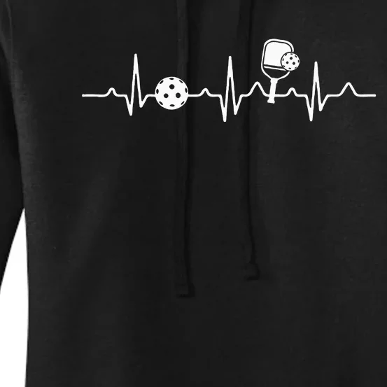 Pickleball lovers players heartbeat pickleball fan funny Women's Pullover Hoodie