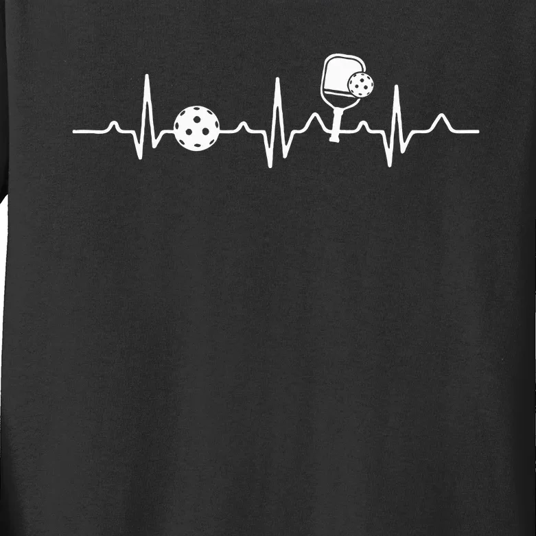 Pickleball lovers players heartbeat pickleball fan funny Kids Long Sleeve Shirt