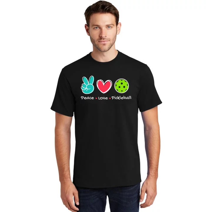 Peace Love Pickleball Court Play Loves Pickleball Tall T-Shirt