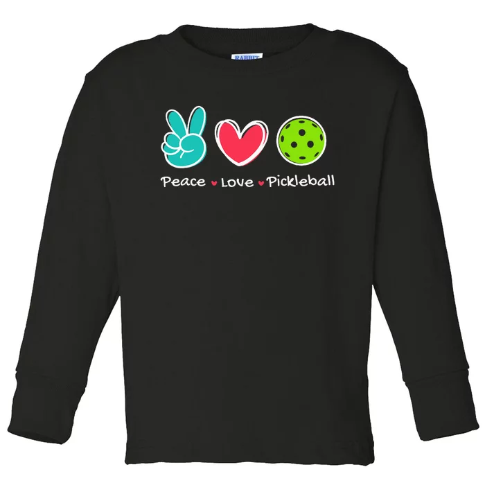 Peace Love Pickleball Court Play Loves Pickleball Toddler Long Sleeve Shirt