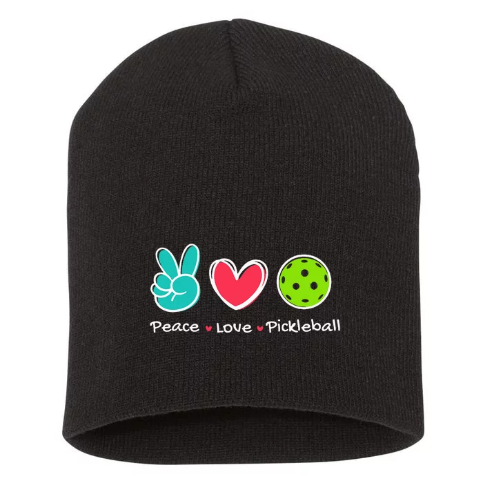 Peace Love Pickleball Court Play Loves Pickleball Short Acrylic Beanie