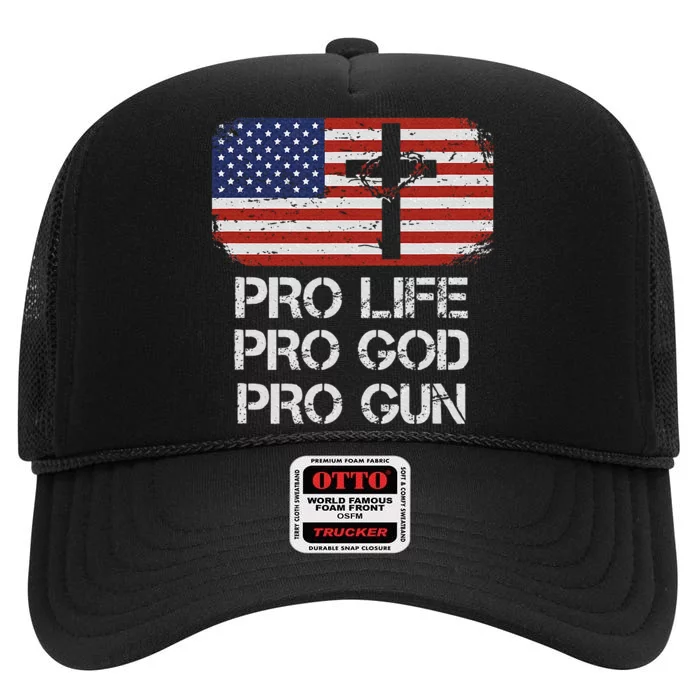 Pro Life Pro God Pro Gun Conservative High Crown Mesh Trucker Hat