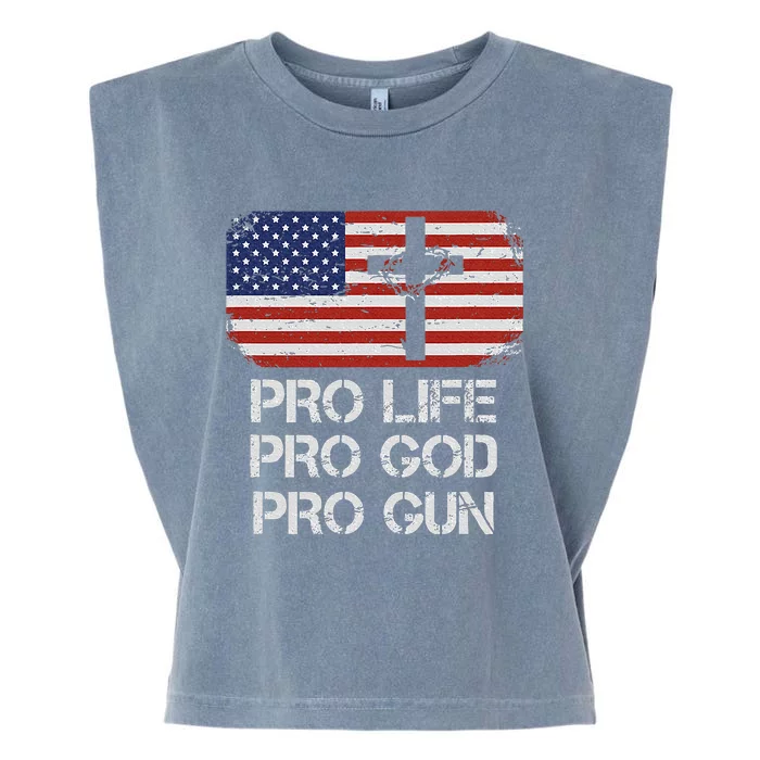 Pro Life Pro God Pro Gun Conservative Garment-Dyed Women's Muscle Tee