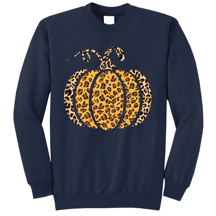 Pumpkin Leopard Print Funny Halloween Costume Autumn Pumpkin Tall Sweatshirt