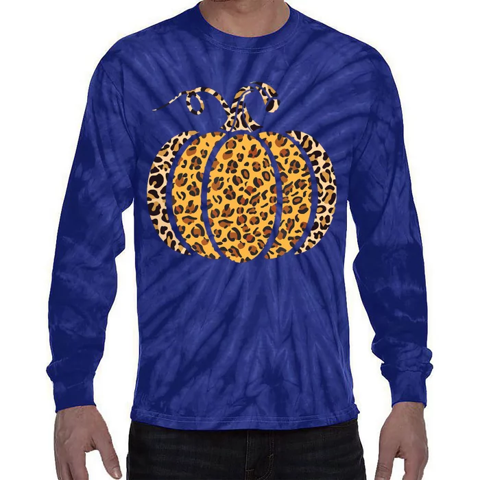 Pumpkin Leopard Print Funny Halloween Costume Autumn Pumpkin Tie-Dye Long Sleeve Shirt