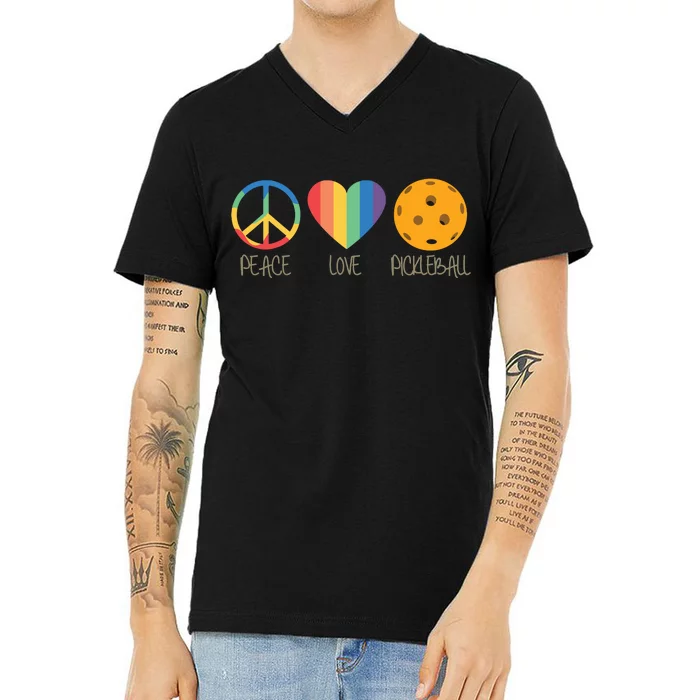 Peace Love Pickleball V-Neck T-Shirt