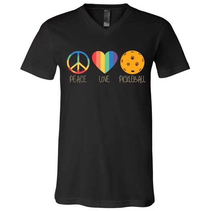 Peace Love Pickleball V-Neck T-Shirt