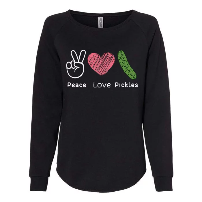 Peace Love Pickles Retro Pickles Lover Food Lover Womens California Wash Sweatshirt