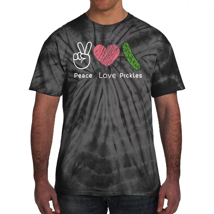 Peace Love Pickles Retro Pickles Lover Food Lover Tie-Dye T-Shirt