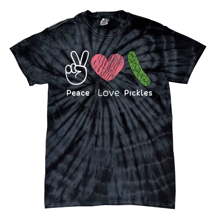 Peace Love Pickles Retro Pickles Lover Food Lover Tie-Dye T-Shirt