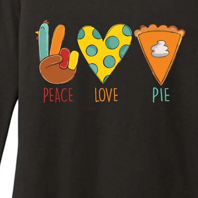 Peace Love Pumpkin Pie Turkey Thanksgiving Day Fall Autumn Womens CVC Long Sleeve Shirt