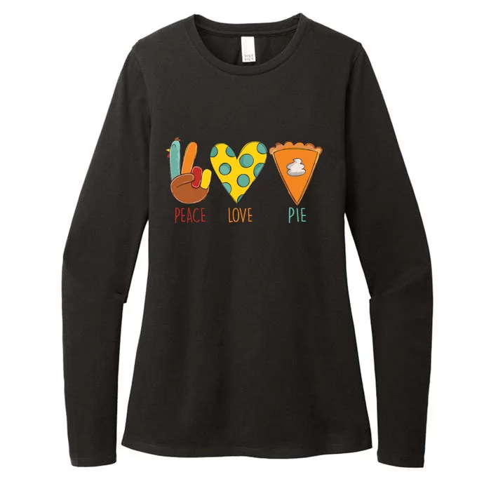 Peace Love Pumpkin Pie Turkey Thanksgiving Day Fall Autumn Womens CVC Long Sleeve Shirt