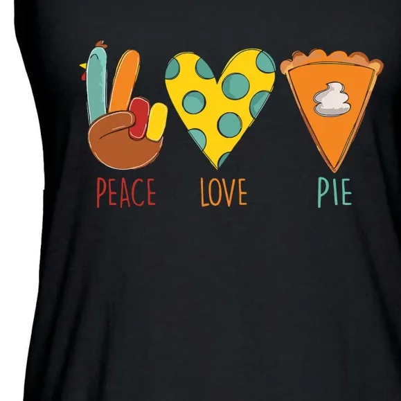 Peace Love Pumpkin Pie Turkey Thanksgiving Day Fall Autumn Ladies Essential Flowy Tank