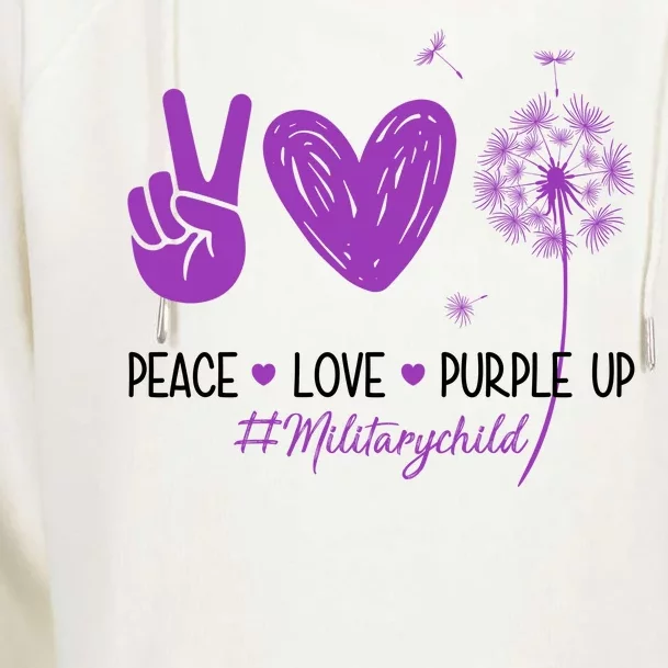 Peace Love Purple Up Military Child Womens Funnel Neck Pullover Hood