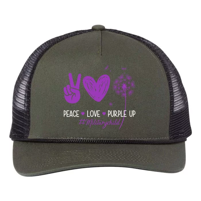 Peace Love Purple Up Military Child Retro Rope Trucker Hat Cap