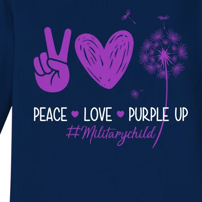 Peace Love Purple Up Military Child Baby Long Sleeve Bodysuit