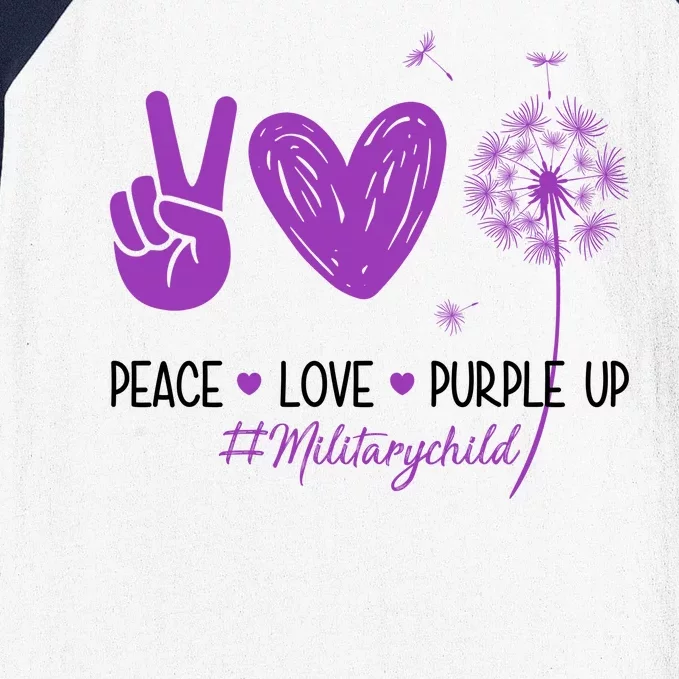 Peace Love Purple Up Military Child Baseball Sleeve Shirt