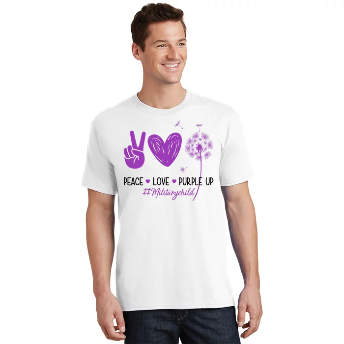 Peace Love Purple Up Military Child T-Shirt