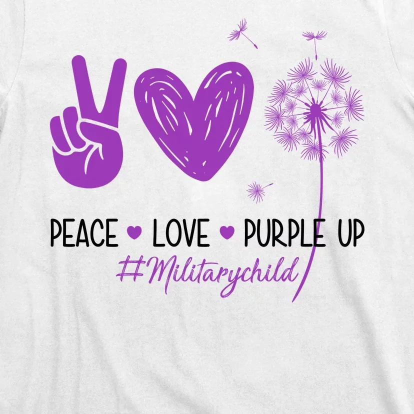 Peace Love Purple Up Military Child T-Shirt