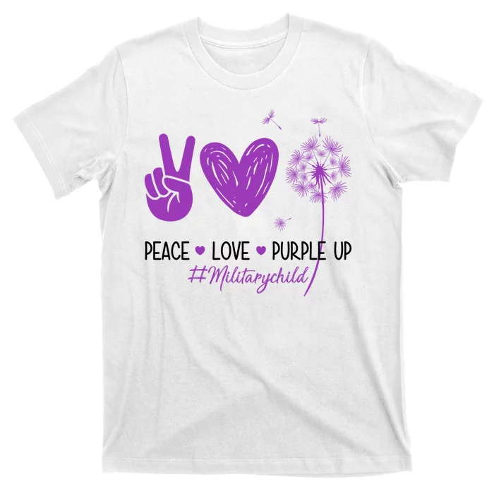 Peace Love Purple Up Military Child T-Shirt