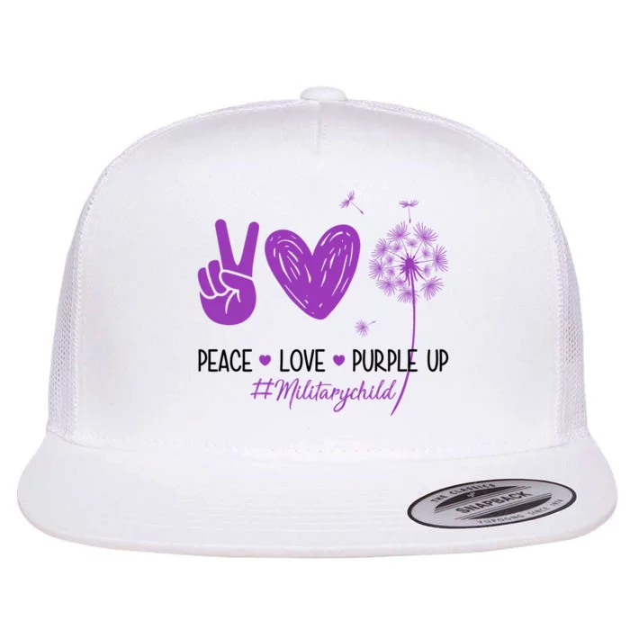 Peace Love Purple Up Military Child Flat Bill Trucker Hat