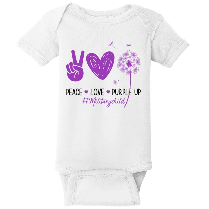 Peace Love Purple Up Military Child Baby Bodysuit